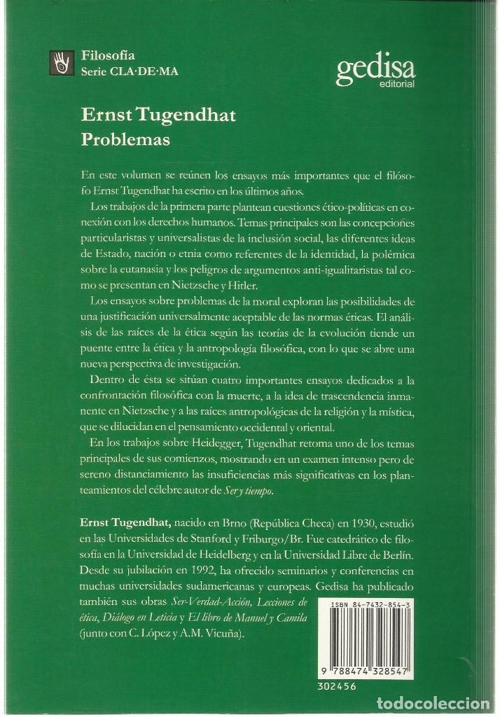 Libros de segunda mano: Problemas. (Tugendhat, Ernst). Gedisa Editorial 2001 - Foto 2