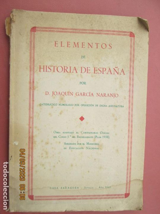 Libros de segunda mano: ELEMENTOS DE HISTORIA DE ESPA&Ntilde;A , JOAQUIN GARCIA NARANJO -1943 - Foto 1