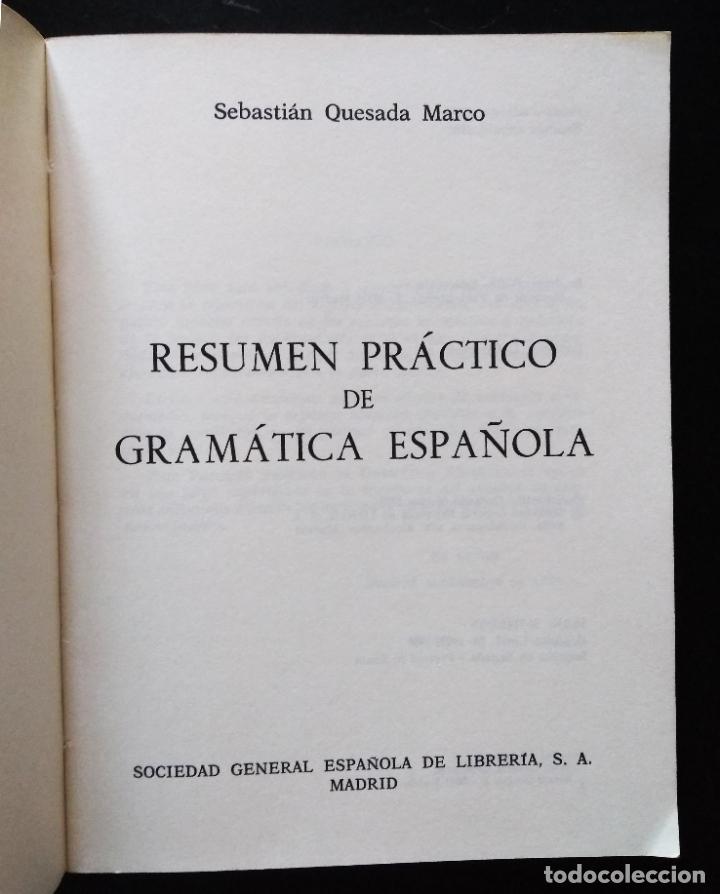 Libros de segunda mano: Resumen pr&aacute;ctico de gram&aacute;tica espa&ntilde;ola | Quesada Marco | S.G.E.L., 1986 - Foto 3