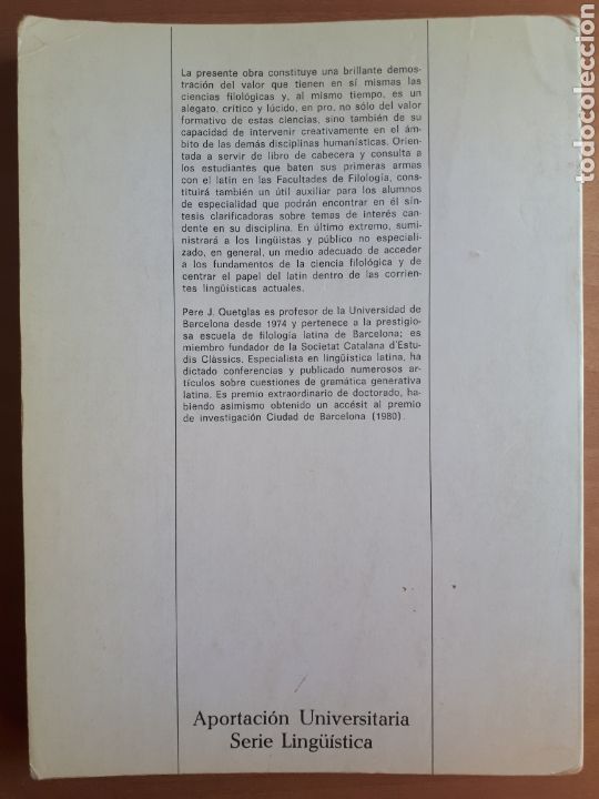 Libros de segunda mano: ELEMENTOS B&Aacute;SICOS DE FILOLOG&Iacute;A Y LING&Uuml;&Iacute;STICA LATINAS. PERE QUETGLAS - Foto 2