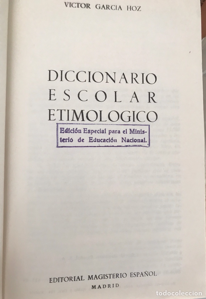 Libros de segunda mano: Libro escolar etimol&oacute;gico. Procedencia Badajoz - Foto 2