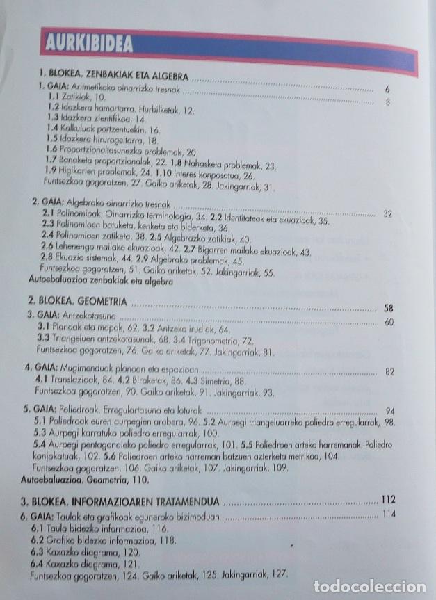 Libros de segunda mano: Matematika 4A DBH (Anaya Haritza, 1998) En euskera - Foto 2