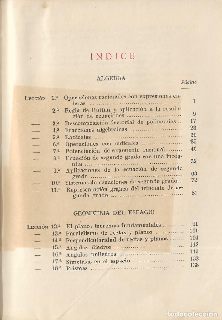 Libros de segunda mano: MATEM&Aacute;TICAS 4&ordm; - C. MARCOS Y J. MART&Iacute;NEZ - EDICIONES SM - 1964. - Foto 2