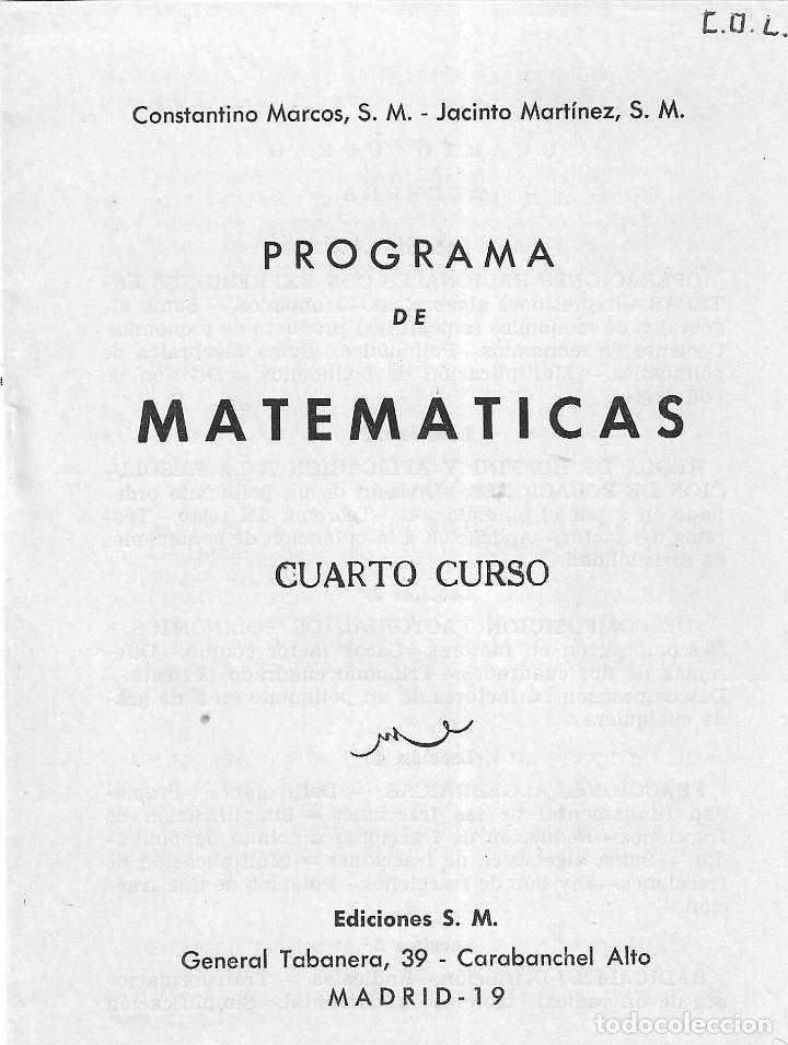 Libros de segunda mano: MATEM&Aacute;TICAS 4&ordm; - C. MARCOS Y J. MART&Iacute;NEZ - EDICIONES SM - 1964. - Foto 6