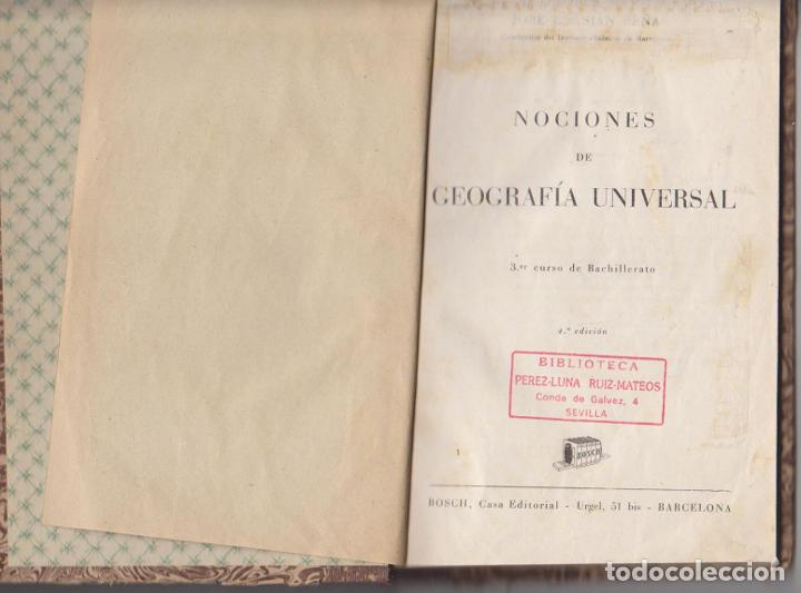 Libros de segunda mano: Nociones de Geograf&iacute;a Universal. 4&ordf; Edici&oacute;n Bosch 1950 - Foto 1