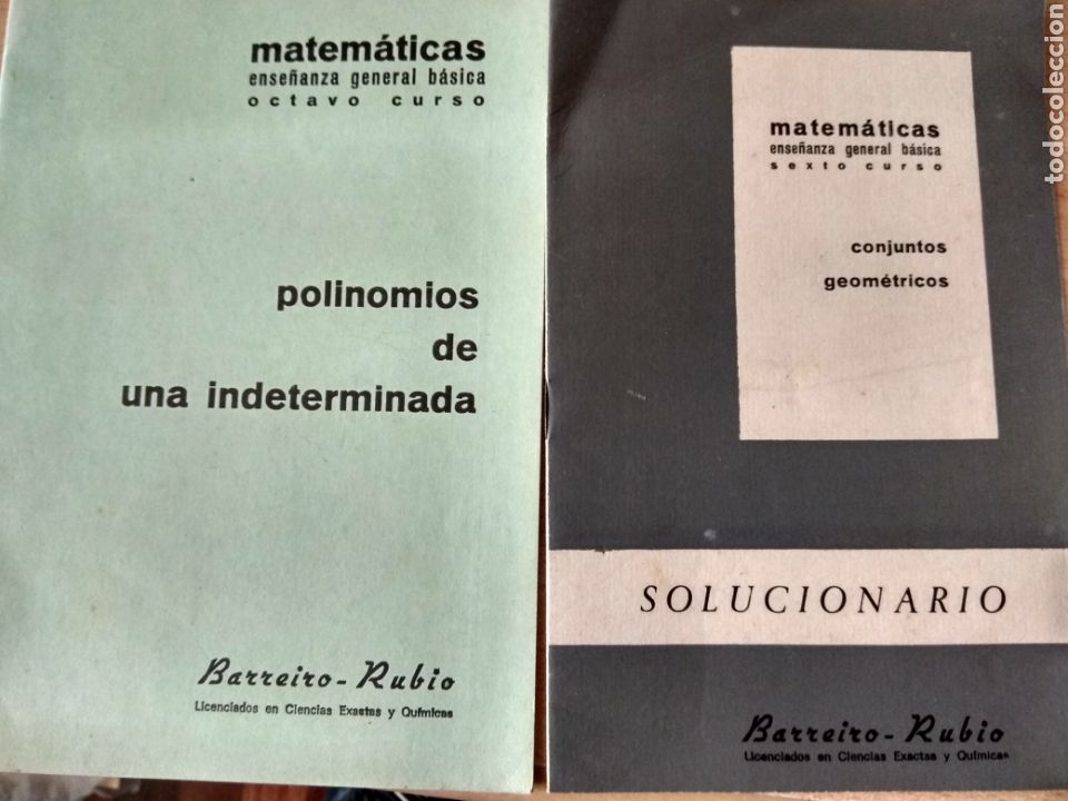 Gebrauchte B&uuml;cher: CUADERNOS BARREIRO-RUBIO Y SOLUCIONARIO. MATEM&Aacute;TICAS.POLINOMIOS Y CONJUNTOS GEOMETRICOS-1976