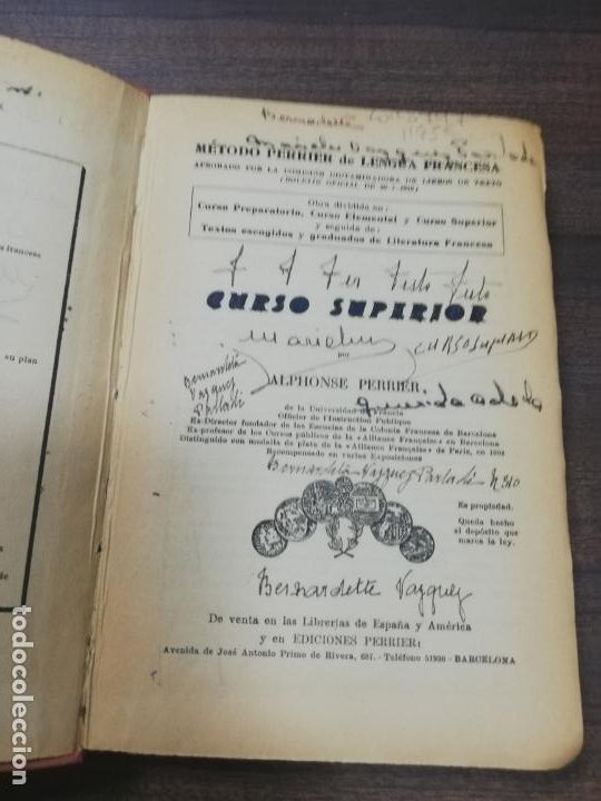 Libros de segunda mano: LENGUA FRANCESA. A. PERRIER. CURSO SUPERIOR. 1940. EDICIONES PERRIER. - Foto 2