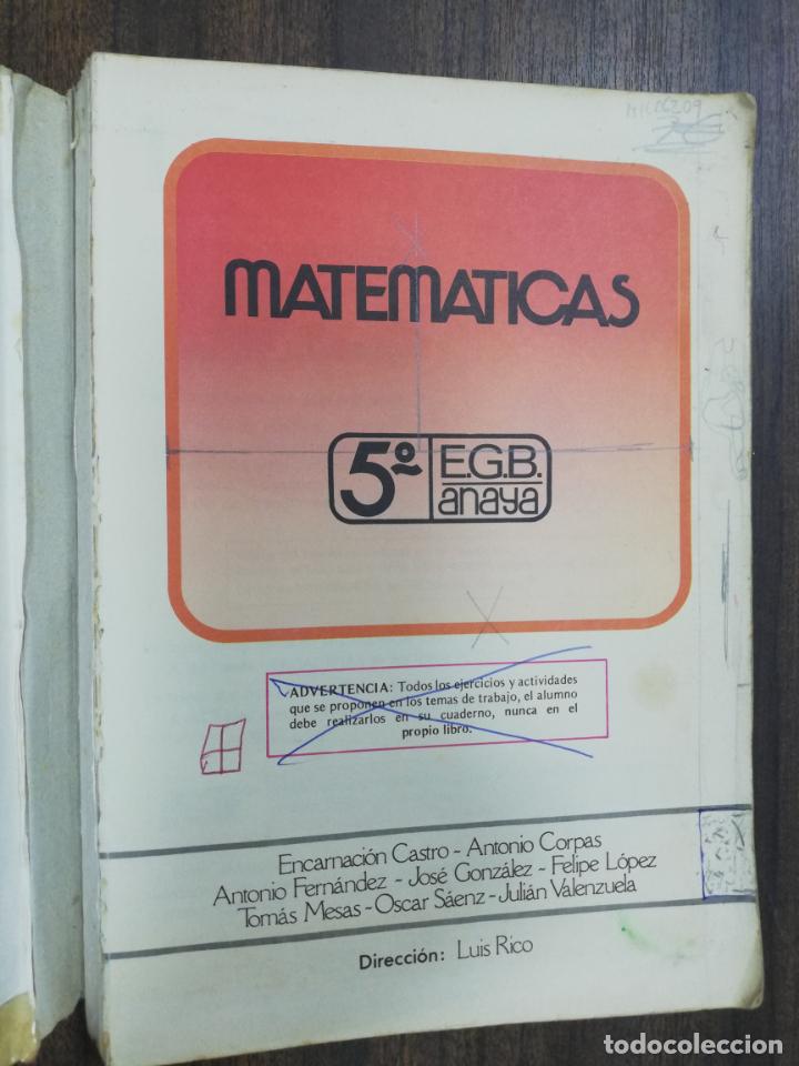 Libros de segunda mano: MATEMATICAS. 5&ordm; EGB. ANAYA. 1983. - Foto 2