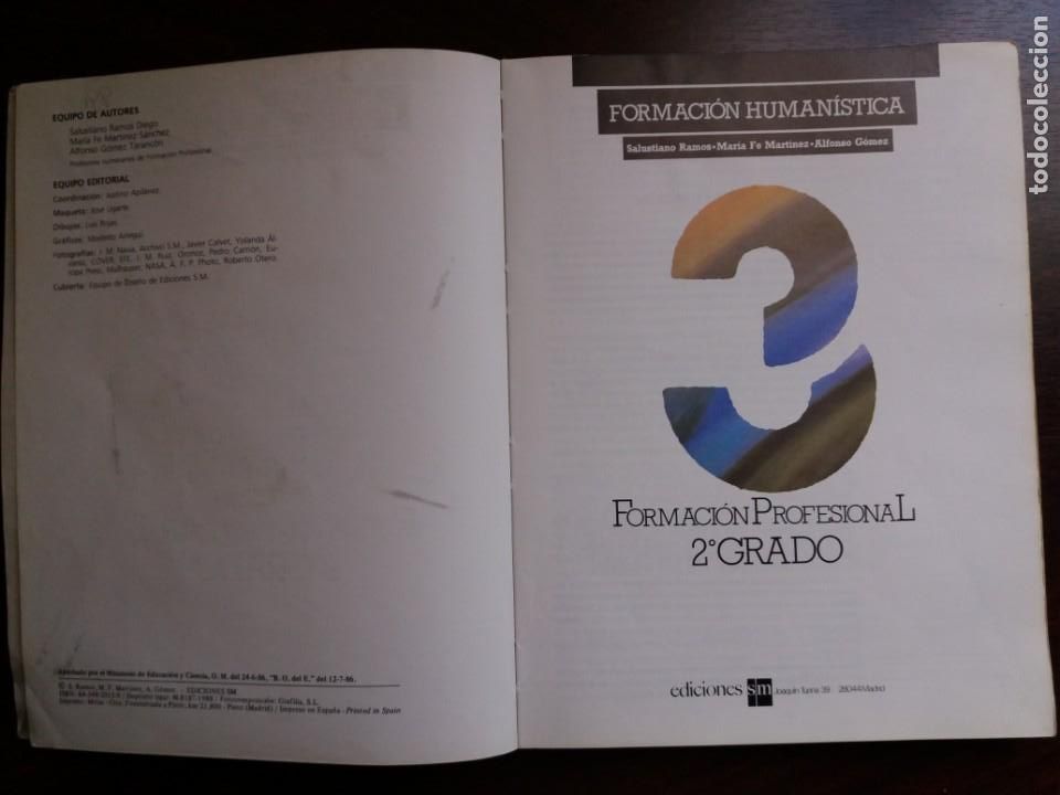 Libros de segunda mano: LIBRO FORMACI&Oacute;N HUMAN&Iacute;STICA 3. FP 2. EDICIONES SM. 1988. - Foto 2