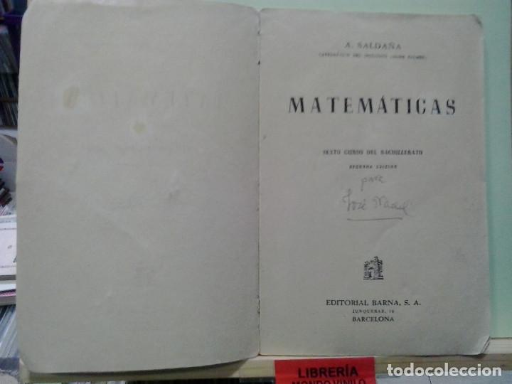 Libros de segunda mano: LMV - Matem&aacute;ticas. A. Salda&ntilde;a - Foto 2
