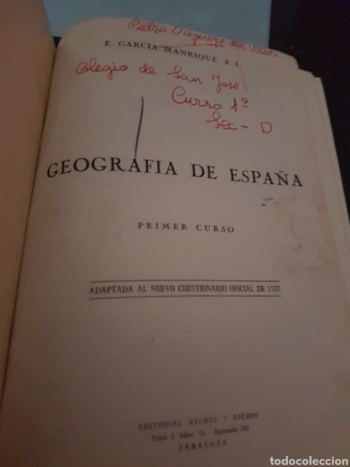 Libros de segunda mano: Geograf&iacute;a de Espa&ntilde;a primer curso 1957 - Foto 2