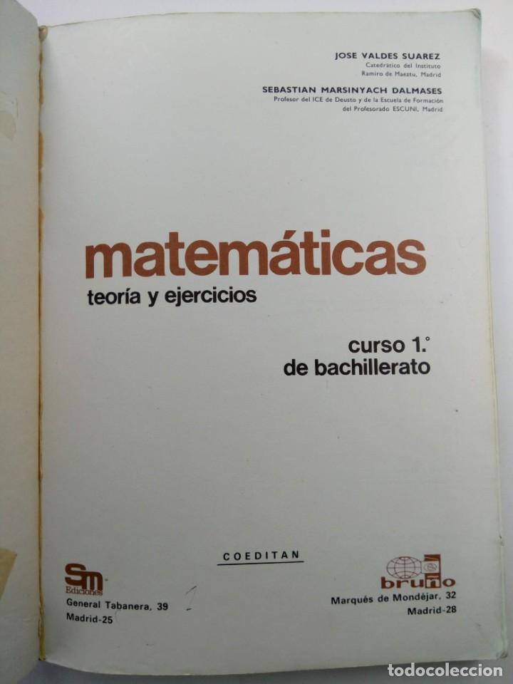Libros de segunda mano: MATEM&Aacute;TICAS 1 BACHILLERATO - EDICIONES SM - Foto 2