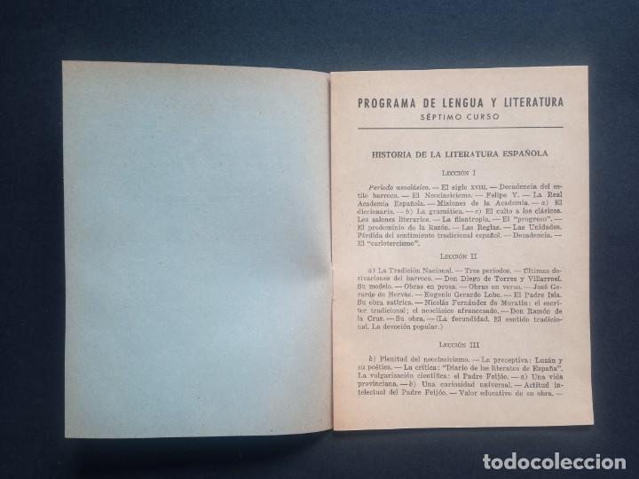 Libros de segunda mano: PROGRAMA DE LENGUA Y LITERATURA (7&ordm; CURSO). A&Ntilde;O 1947. - Foto 3