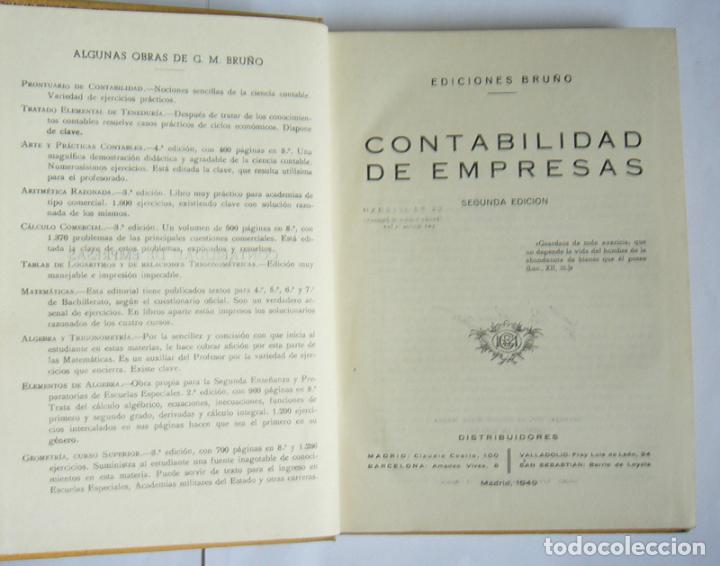 Libros de segunda mano: CONTABILIDAD DE EMPRESAS - EDICIONES BRU&Ntilde;O. 1949 - Foto 3