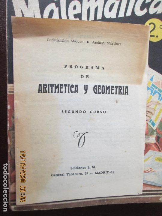 Libros de segunda mano: MATEM&Aacute;TICAS 2&ordm; - C. MARCOS/J. MART&Iacute;NEZ - EDICIONES SM 1967. - Foto 4