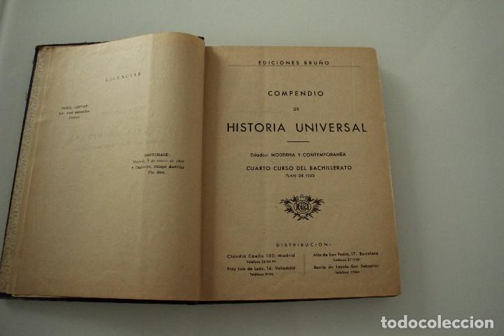 Libros de segunda mano: COMPENDIO DE HISTORIA UNIVERSAL CUARTO CURSO DEL BACHILLERATO EDICIONES BRU&Ntilde;O - Foto 1