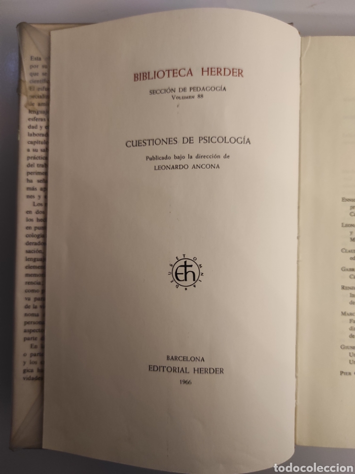 Libros de segunda mano: Cuestiones de Psicolog&iacute;a. Leonardo Ancona - Foto 3