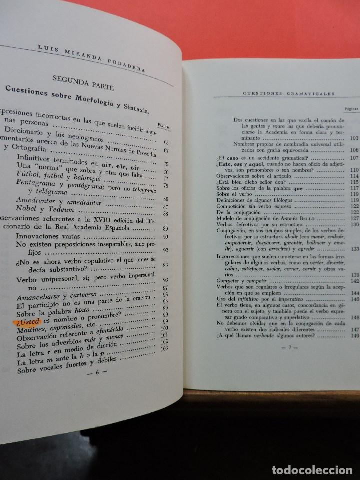 Libros de segunda mano: Cuestiones gramaticales. MIRANDA PODADERA, Luis. 8&ordf; Ed. Editorial Hernando 1987 - Foto 3