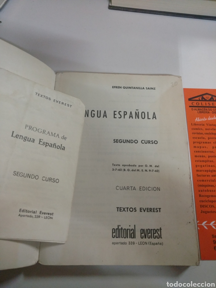 Libros de segunda mano: LENGUA ESPA&Ntilde;OLA 2 CURSO.TEXTOS EVEREST 1966 - Foto 1