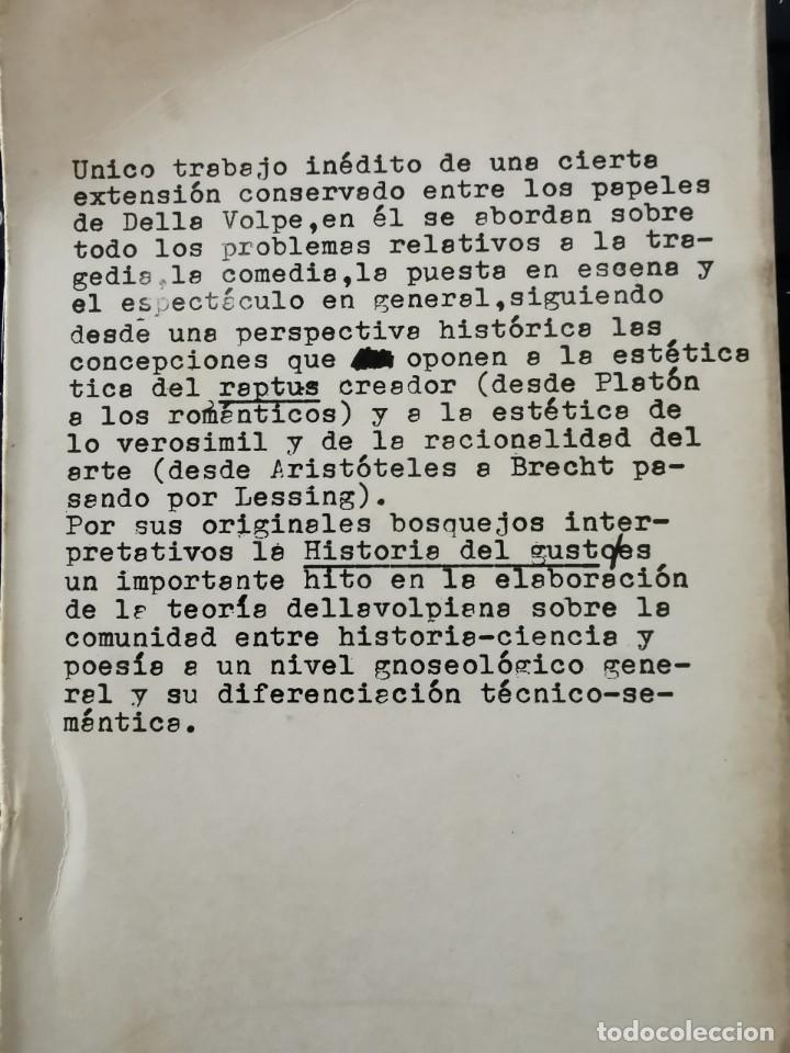 Libros de segunda mano: LIBRO 2449 - HISTORIA DEL GUSTO - GALVANO DELLA VOLPE - Foto 2