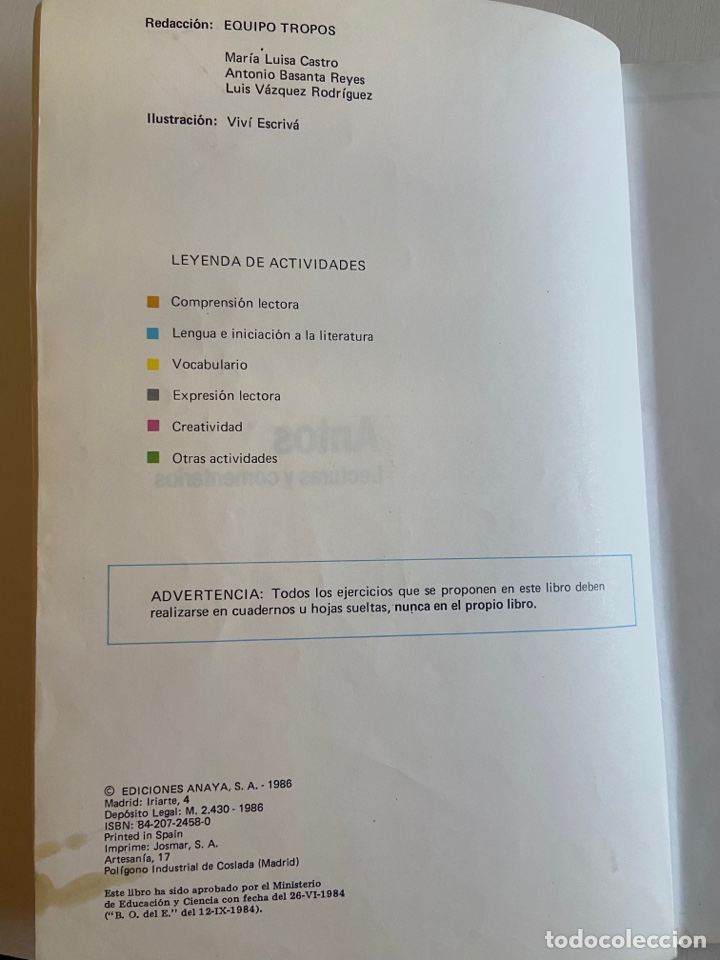Libros de segunda mano: Libro texto. Lecturas y comentarios. 5 EGB Anaya - Foto 2