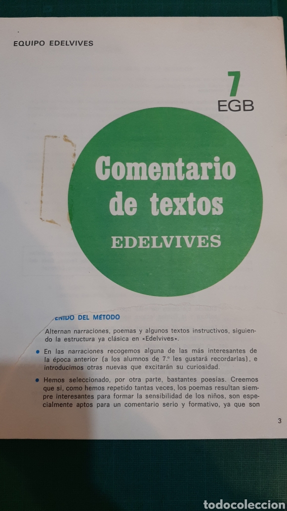 Libros de segunda mano: EDELVIVES COMENTARIOS TEXTO 7 EXB - Foto 3