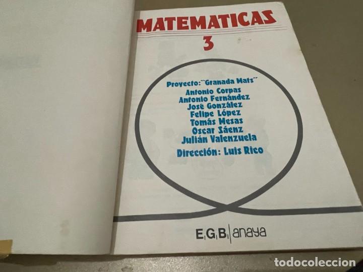 Libros de segunda mano: LIBRO MATEMATICAS 3 EGB ANAYA - Foto 2