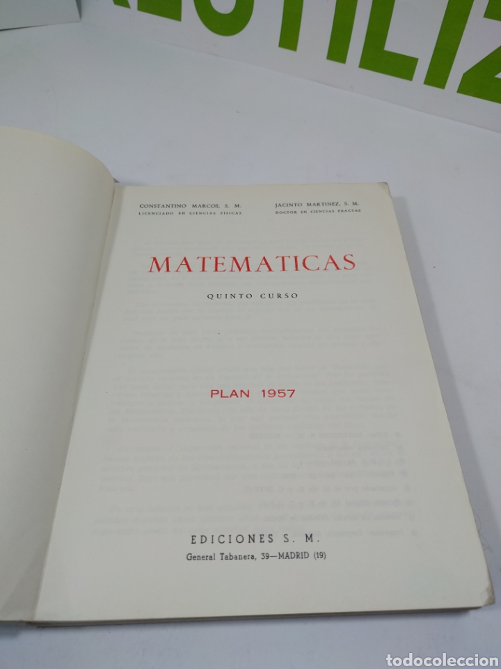 Libros de segunda mano: Matem&aacute;ticas. Quinto curso. Plan 1957. Ediciones S.M. - Foto 3