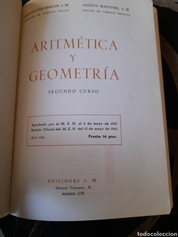 Libros de segunda mano: Matem&aacute;ticas 2, aritm&eacute;tica y geometr&iacute;a de SM de 1966 - Foto 2