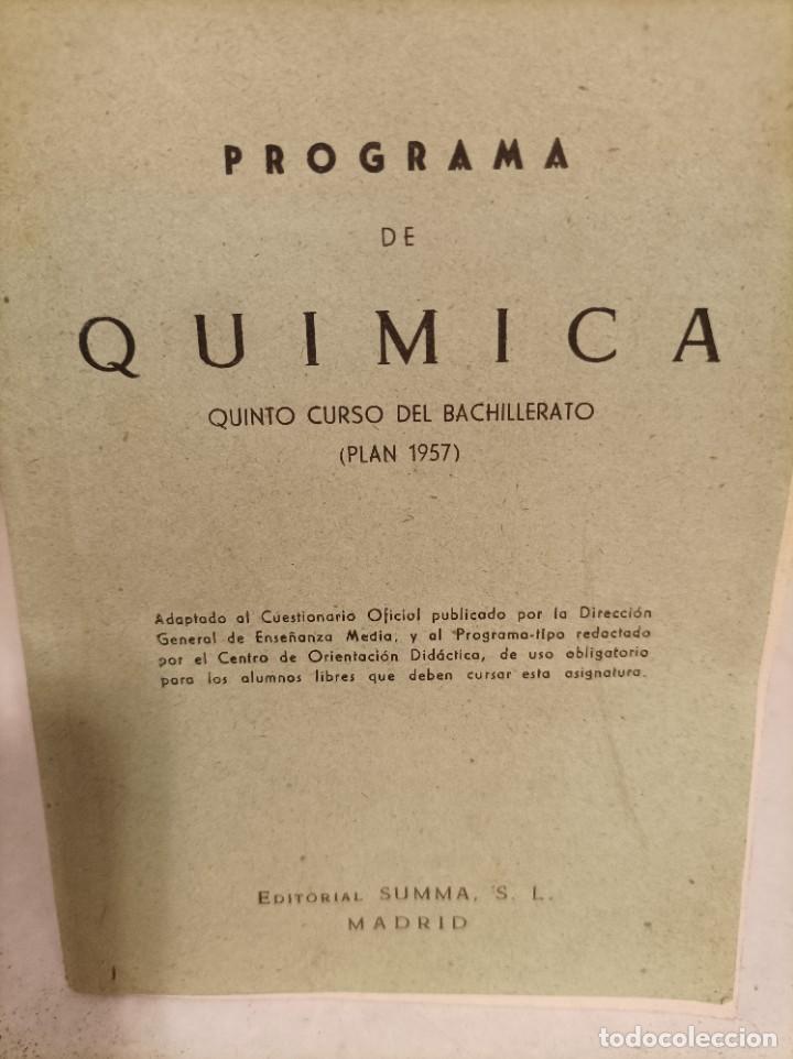 Libros de segunda mano: Programa de qu&iacute;mica. Quinto curso de bachillerato. 1957 - Foto 1