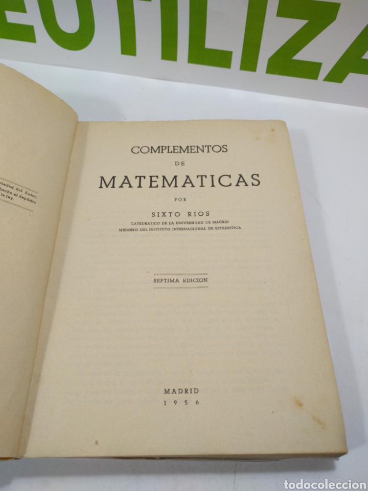 Libros de segunda mano: Complementos de Matem&aacute;ticas por Sixto r&iacute;os. S&eacute;ptima edici&oacute;n. 1956. - Foto 2