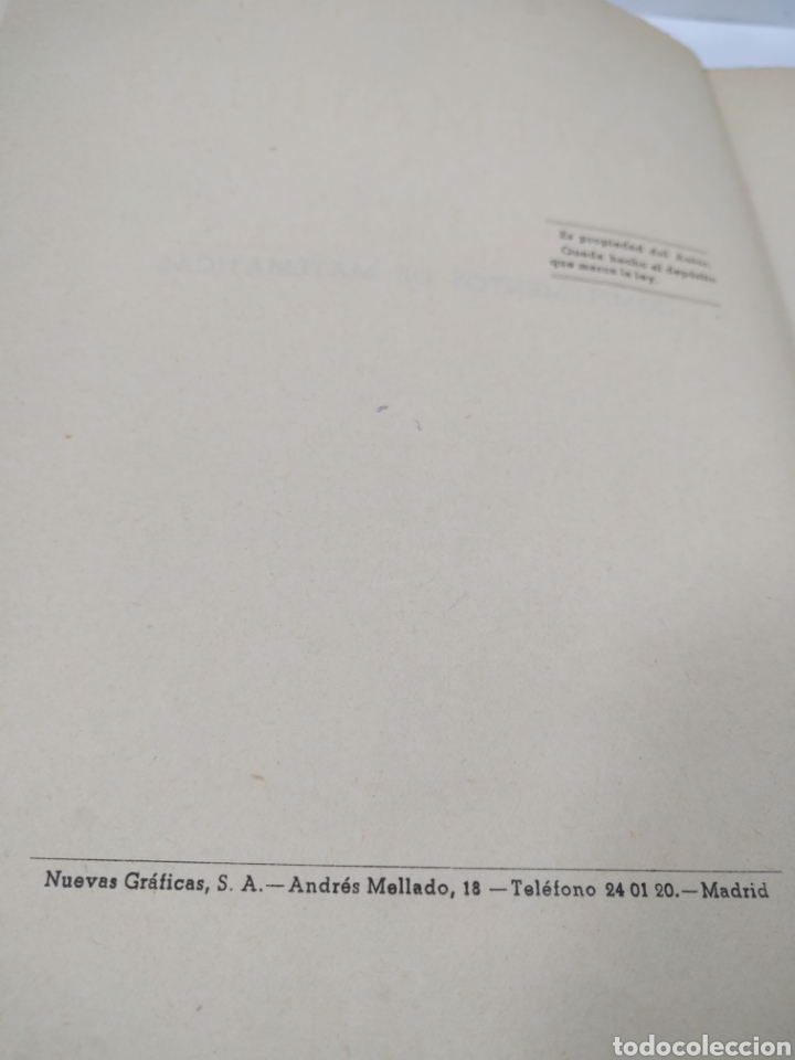 Libros de segunda mano: Complementos de Matem&aacute;ticas por Sixto r&iacute;os. S&eacute;ptima edici&oacute;n. 1956. - Foto 3