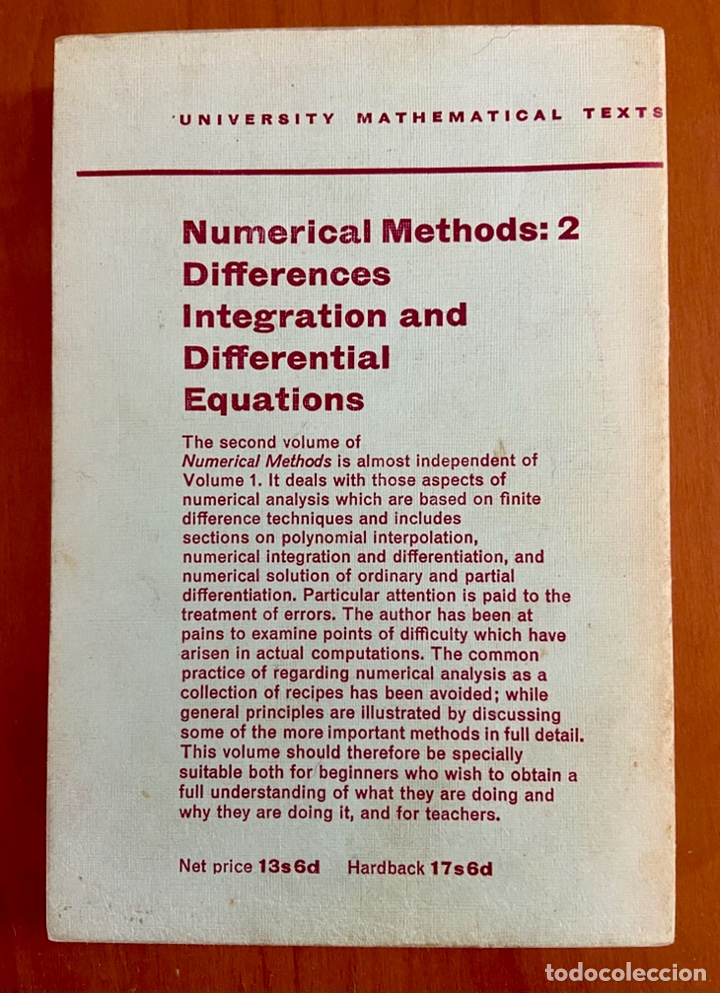Libros de segunda mano: NUMERICAL METHODS: 2 - DIFFERENCES INTERGRATION AND DIFFERNTIAL EQUATIONS - B. NOBLE - 1966 - Foto 2