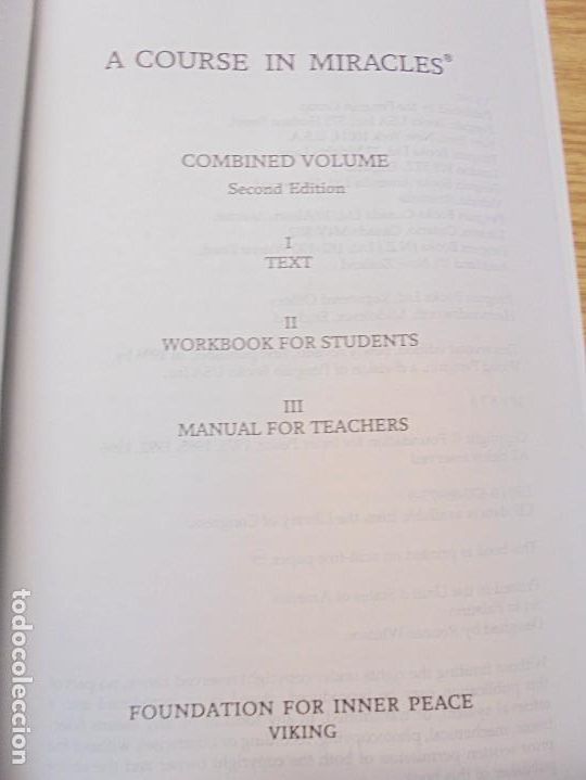 Libros de segunda mano: A COURSE IN MIRACLES. TEXT. WORKBOOK FOR STUDENTS. MANUAL FOR TEACHERS. FOUNDATION FOR INNER PEACE - Foto 7