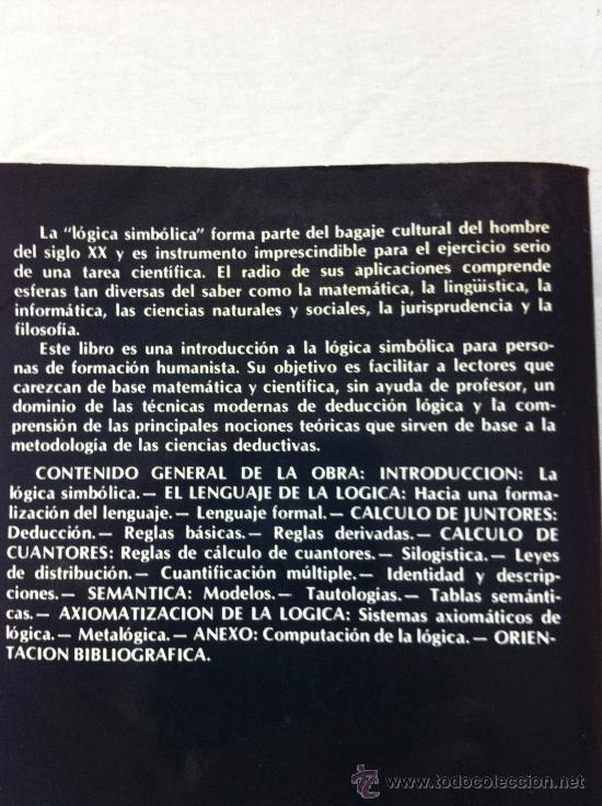 Libros de segunda mano: L&Oacute;GICA SIMB&Oacute;LICA- Manuel Garrido. - Foto 3
