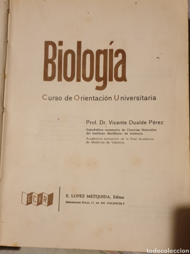Libros de segunda mano: BIOLOGIA. COU. V. DUALDE 1976 - Foto 2