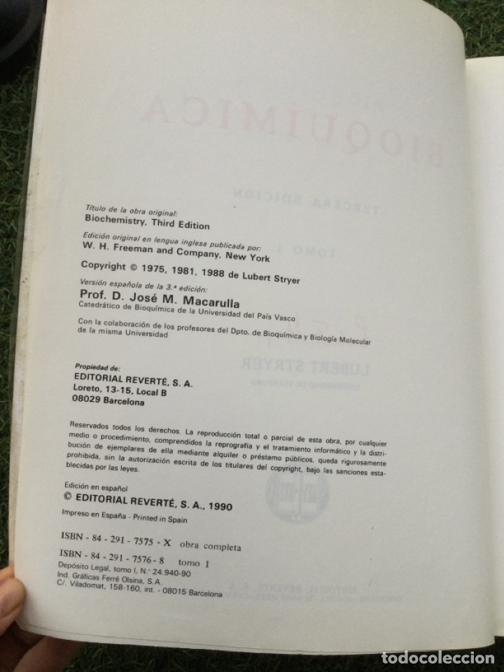 Libros de segunda mano: Bioqu&iacute;mica Tercera Edici&oacute;n Editorial Revert&eacute; - Foto 5