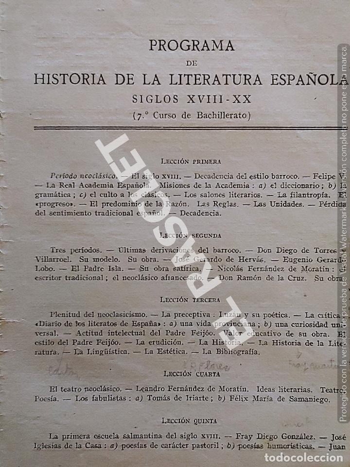 Libros de segunda mano: PROGRAMA HISTORIA DE LA LITERATURA ESPA&Ntilde;OLA - - A&Ntilde;O 1943 - Foto 2