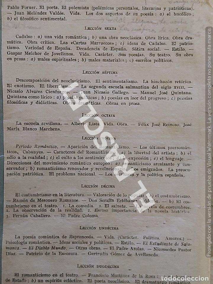 Libros de segunda mano: PROGRAMA HISTORIA DE LA LITERATURA ESPA&Ntilde;OLA - - A&Ntilde;O 1943 - Foto 3