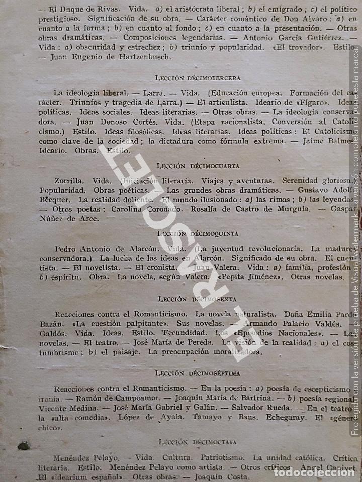 Libros de segunda mano: PROGRAMA HISTORIA DE LA LITERATURA ESPA&Ntilde;OLA - - A&Ntilde;O 1943 - Foto 4