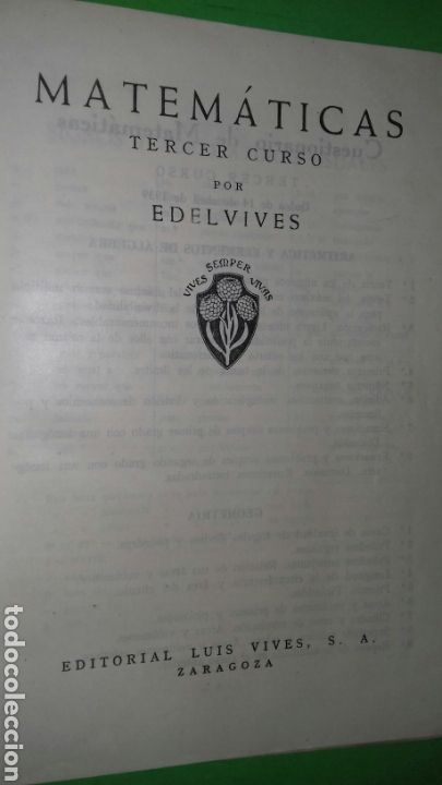 Libros de segunda mano: MATEMATICA. TERCER CURSO. ED LUIS VIVES, 1950. - Foto 2
