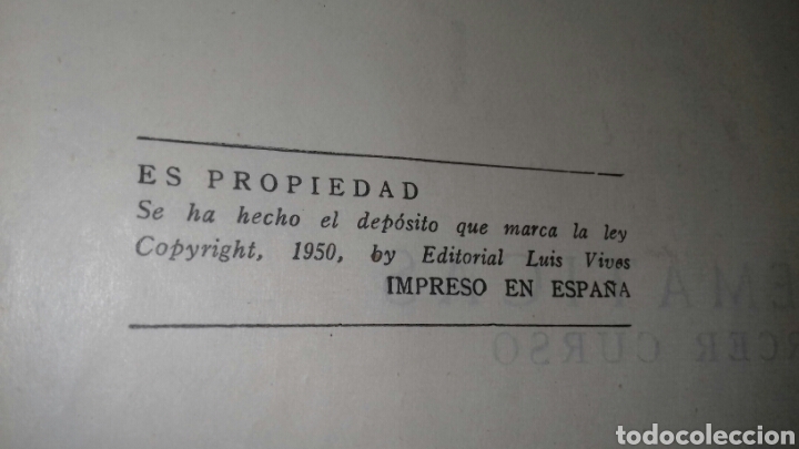 Libros de segunda mano: MATEMATICA. TERCER CURSO. ED LUIS VIVES, 1950. - Foto 3