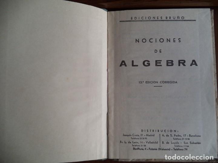 Libros de segunda mano: Libro de texto escuela Nociones de Algebra.Bru&ntilde;o. - Foto 2