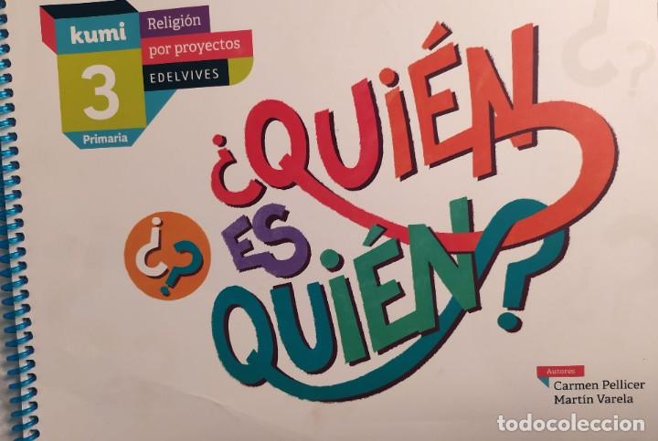 Libros de segunda mano: Cuaderno de religion tercero de primaria kumi edelvives quien es quien