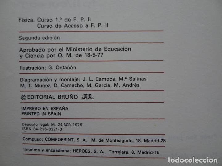 Libros de segunda mano: f&iacute;sica 1&ordm; de FPII editorial bru&ntilde;o 1978 g. onta&ntilde;on 2&ordf; edici&oacute;n - Foto 3