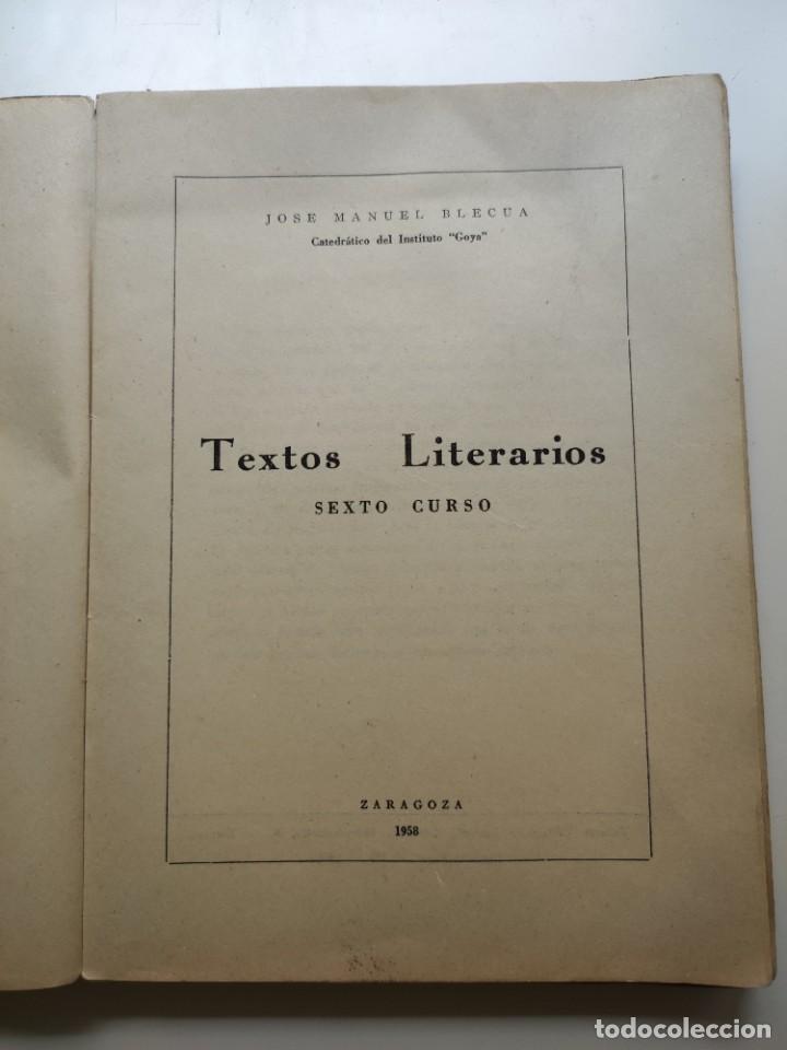 Libros de segunda mano: Textos literarios. Sexto curso. 1958. - Foto 3
