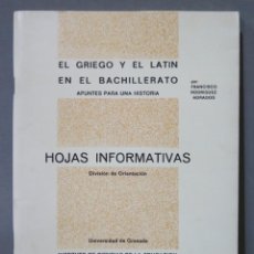 Livres d'occasion: EL GRIEGO Y EL LATIN EN EL BACHILLERATO. HOJAS INFORMATIVAS. Lote 346053268