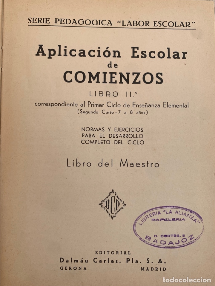 Libros de segunda mano: Libro del Maestro. Labor. Aplicaci&oacute;n escolar de comienzos. Libro II - Foto 2