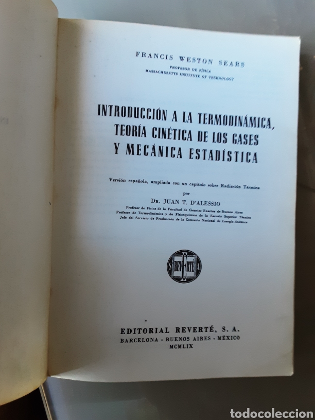 Libros de segunda mano: TERMODINAMICA- FRANCIS WESTON SEARS. - Foto 4