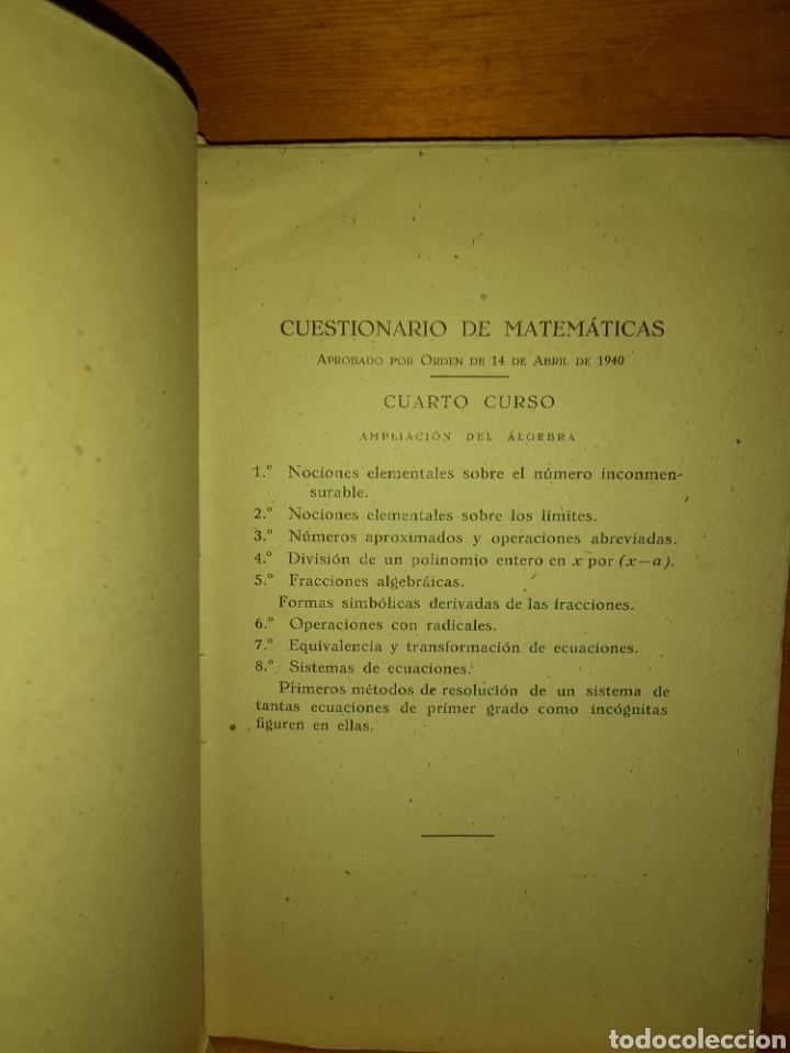Libros de segunda mano: MATEMATICAS PARA EL 4 CUARTO CURSO DEL BACHILLERATO 1941 CON PROGRAMA BARATECH CIRIQUIAN - Foto 19
